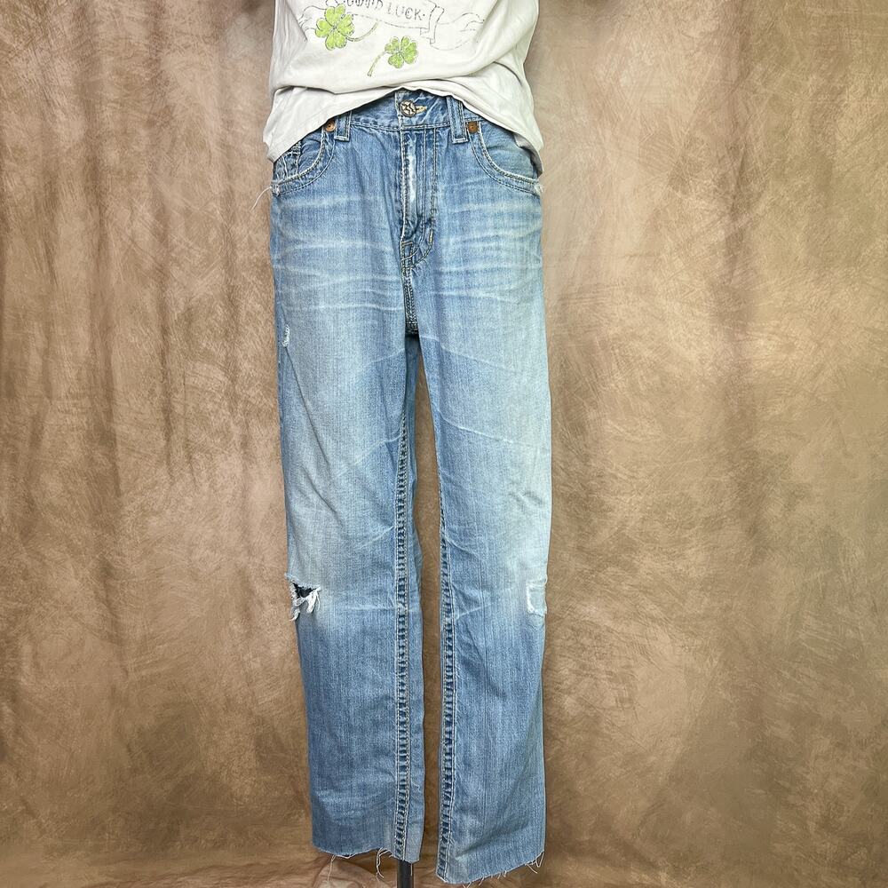 Relaxed Leg Jeans Blue Denim Ripped Distressed Vintage Y2K Skater Grunge Punk